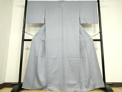 平和屋着物▽上質な色無地　単衣　菱花地紋　淡藤色　正絹　逸品　未使用　DAAV5375az