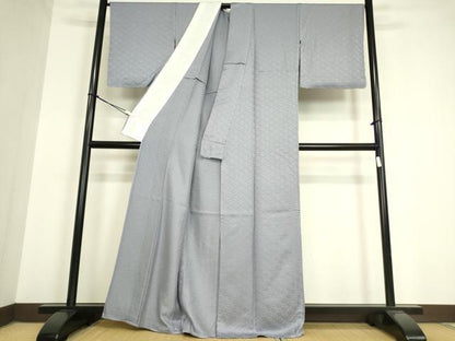 平和屋着物▽上質な色無地　単衣　菱花地紋　淡藤色　正絹　逸品　未使用　DAAV5375az
