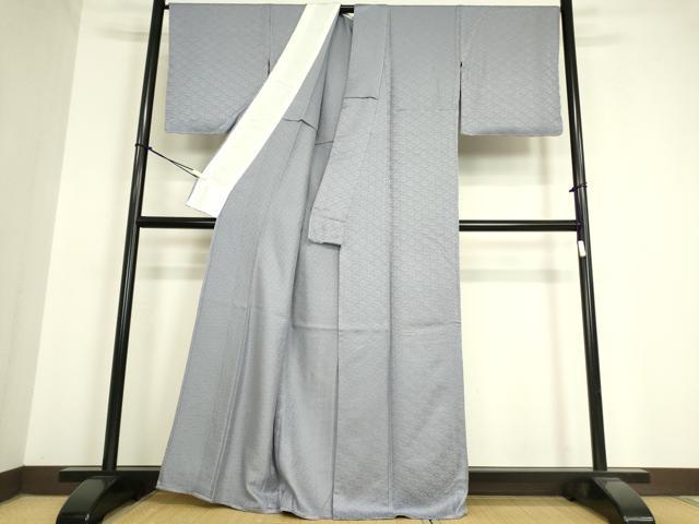 平和屋着物▽上質な色無地　単衣　菱花地紋　淡藤色　正絹　逸品　未使用　DAAV5375az