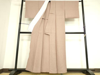 平和屋着物▽上質な色無地　単衣　小花地紋　梅鼠色　正絹　逸品　DAAV5378az