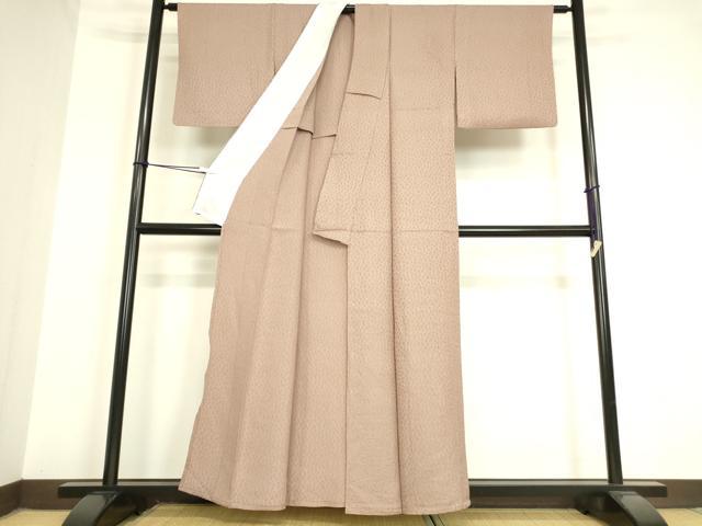 平和屋着物▽上質な色無地　単衣　小花地紋　梅鼠色　正絹　逸品　DAAV5378az