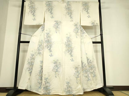 平和屋着物▽上質な小紋 単衣 草花文 正絹 逸品 DAAV5381az