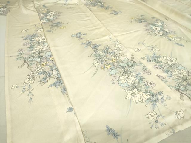 平和屋着物▽上質な小紋 単衣 草花文 正絹 逸品 DAAV5381az