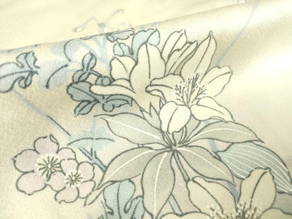 平和屋着物▽上質な小紋 単衣 草花文 正絹 逸品 DAAV5381az