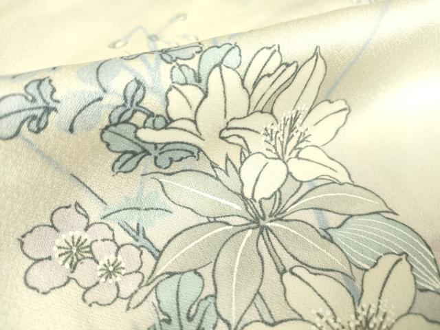 平和屋着物▽上質な小紋 単衣 草花文 正絹 逸品 DAAV5381az