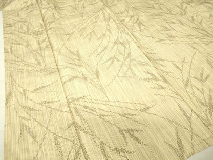 平和屋着物▽上質な紬 単衣 草葉文 正絹 逸品 DAAV5383az