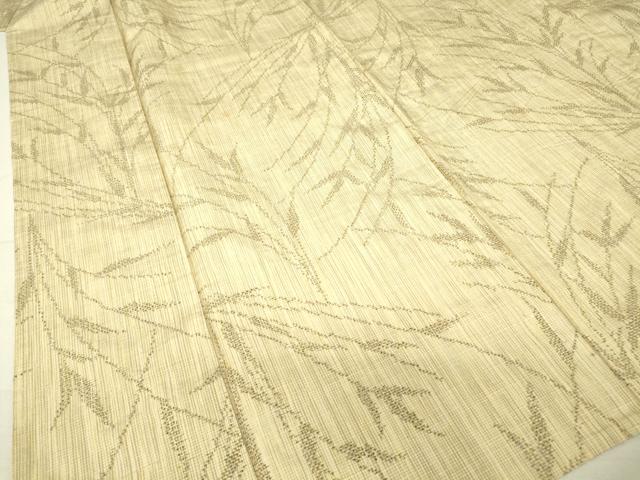 平和屋着物▽上質な紬 単衣 草葉文 正絹 逸品 DAAV5383az