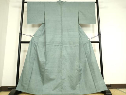 平和屋着物▽上質な紬 単衣 湊鼠色 正絹 逸品 DAAV5384az