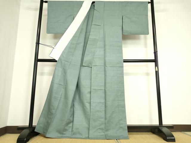 平和屋着物▽上質な紬 単衣 湊鼠色 正絹 逸品 DAAV5384az