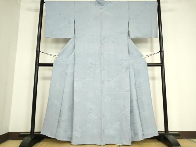平和屋着物▽上質な色無地　単衣　霞風景地紋　淡藤色　正絹　逸品　DAAV5387az