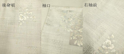 平和屋着物▽本場大島紬 白大島 単衣 9マルキ 色紙花文 正絹 逸品 DAAV5390az
