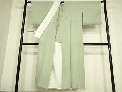 平和屋着物▽上質な色無地 単衣 柳鼠色 正絹 逸品 DAAV5392az