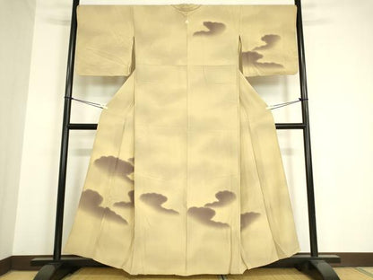 平和屋着物▽訪問着 単衣 雲重ね文 正絹 逸品 DAAV5393az