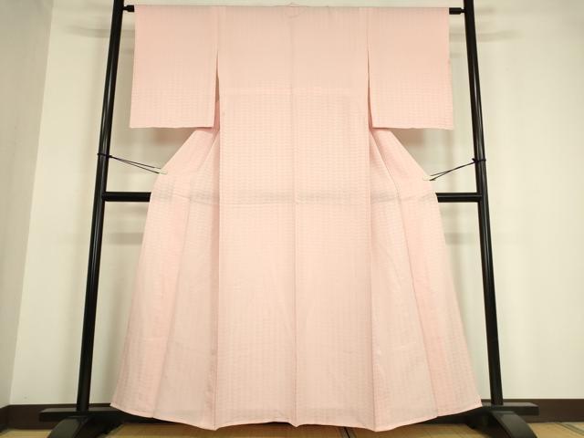 平和屋着物▽上質な色無地 単衣 舞葉地紋 ローズダスト色 正絹 逸品 DAAV5396az