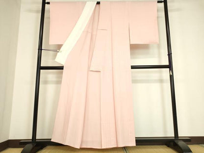 平和屋着物▽上質な色無地 単衣 舞葉地紋 ローズダスト色 正絹 逸品 DAAV5396az
