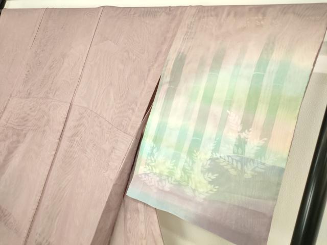 平和屋着物▽訪問着 無双 作家物 紗袷 紗×紗 笹竹文 暈し染め 正絹 逸品 DAAV5399az