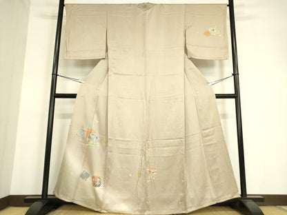 平和屋着物▽訪問着 単衣 刺繍 破れ色紙花文 暈し染め 金彩 正絹 逸品 DAAV5401az