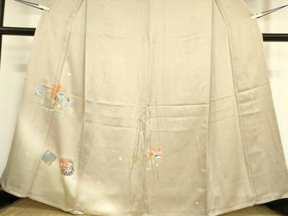 平和屋着物▽訪問着 単衣 刺繍 破れ色紙花文 暈し染め 金彩 正絹 逸品 DAAV5401az