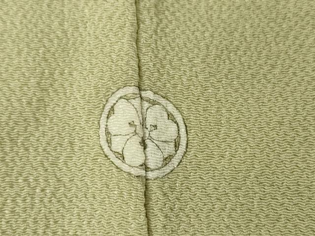 平和屋着物▽上質な色無地 単衣 縞地紋 裏葉柳色 鬼しぼ縮緬 正絹 逸品 DAAV5403az