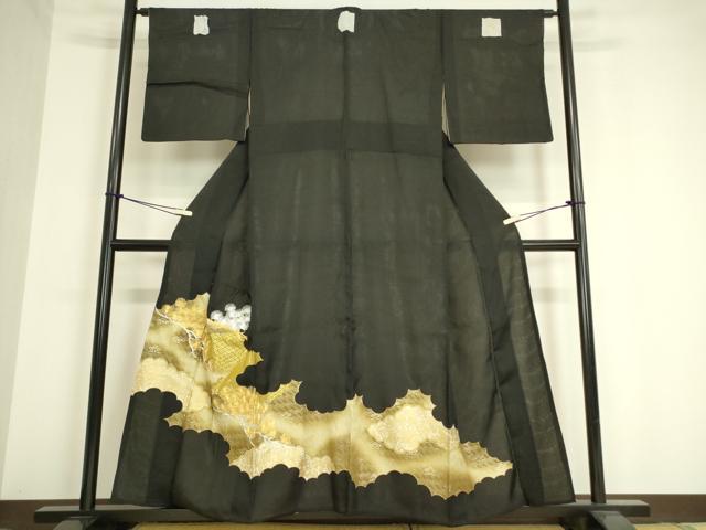 平和屋着物＊夏物 黒留袖 駒刺繍 松文 絽 金銀糸 正絹 逸品 DAAV5405az