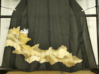 平和屋着物＊夏物 黒留袖 駒刺繍 松文 絽 金銀糸 正絹 逸品 DAAV5405az