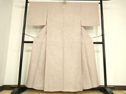 平和屋着物▽上質な色無地 単衣 風景地紋 薄柿色 正絹 逸品 DAAV5406az