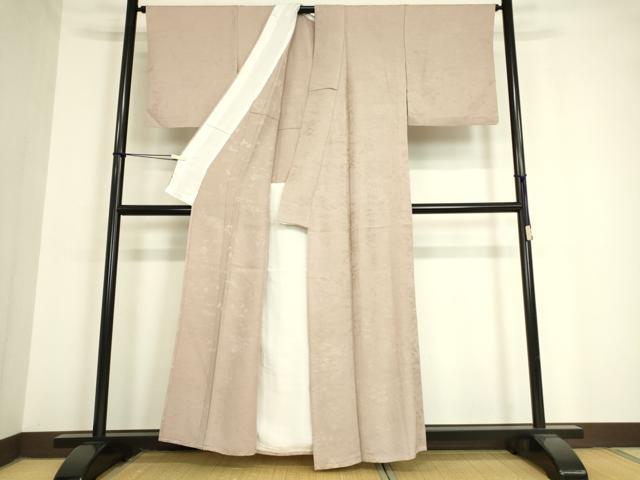 平和屋着物▽上質な色無地 単衣 風景地紋 薄柿色 正絹 逸品 DAAV5406az