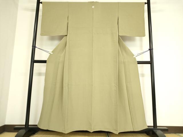 平和屋着物▽上質な色無地 単衣 鶸茶色 正絹 逸品 DAAV5410az