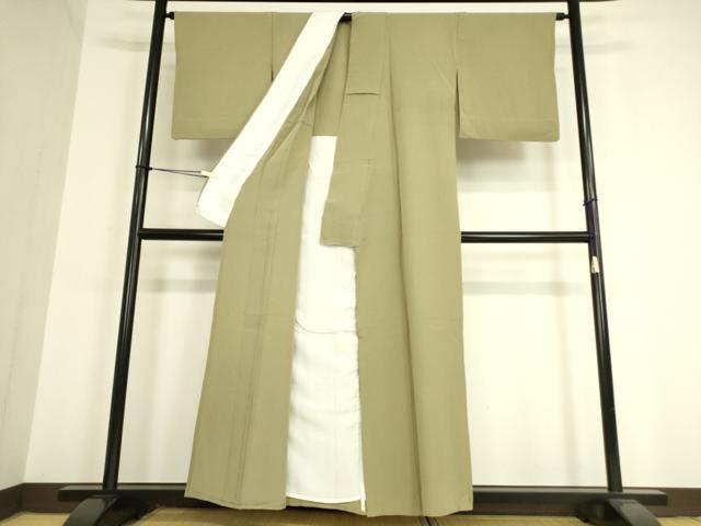 平和屋着物▽上質な色無地 単衣 鶸茶色 正絹 逸品 DAAV5410az