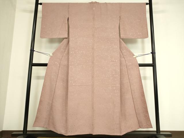 平和屋着物▽上質な色無地 単衣 霞地紋 梅鼠色 正絹 逸品 DAAV5411az