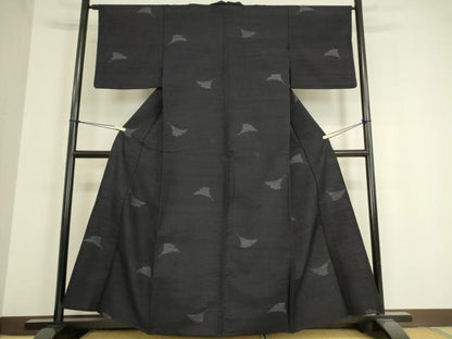 平和屋着物▽結城紬 単衣 銀杏 飛び亀甲柄 80亀甲 正絹 逸品 DAAV5416az