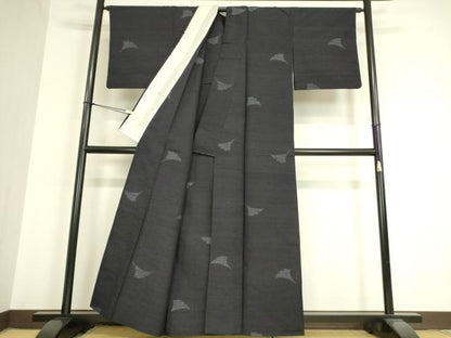 平和屋着物▽結城紬 単衣 銀杏 飛び亀甲柄 80亀甲 正絹 逸品 DAAV5416az