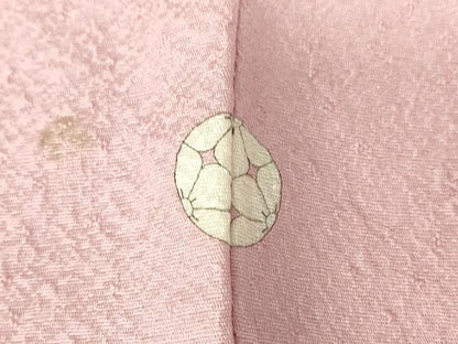 平和屋着物▽上質な色無地　単衣　霞地紋　石竹色　正絹　逸品　未使用　DAAV5417az