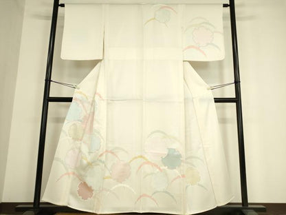 平和屋着物▽訪問着　単衣　雪輪文　銀彩　正絹　逸品　未使用　DAAV5420az