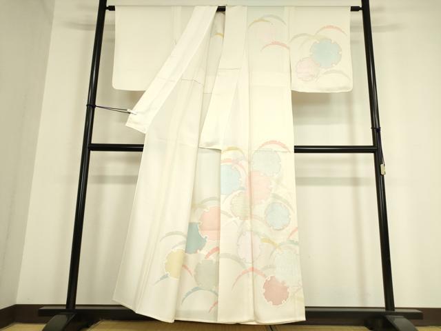 平和屋着物▽訪問着　単衣　雪輪文　銀彩　正絹　逸品　未使用　DAAV5420az