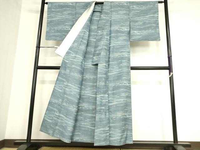 平和屋着物▽上質な紬 単衣 霞文 正絹 逸品 DAAV5423az