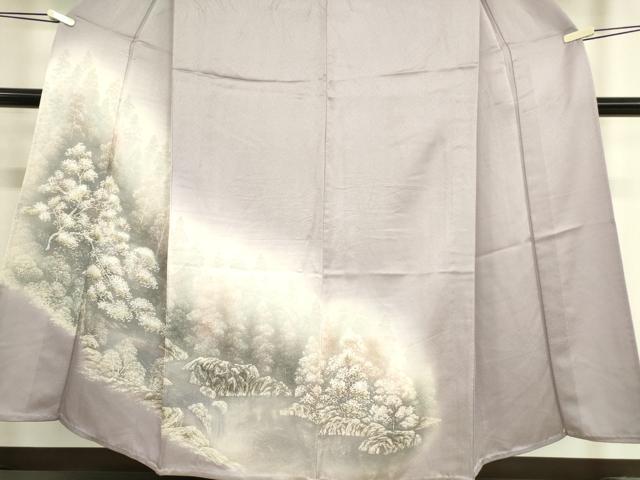 平和屋着物▽訪問着 単衣 樹林文 暈し染め 金彩 正絹 逸品 DAAV5426az