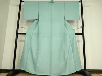 平和屋着物▽上質な色無地 単衣 霞文 白群色 正絹 逸品 DAAV5428az
