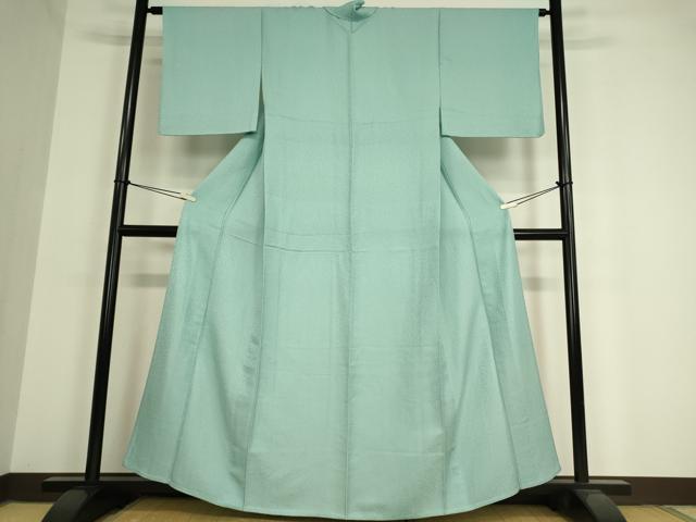 平和屋着物▽上質な色無地 単衣 霞文 白群色 正絹 逸品 DAAV5428az