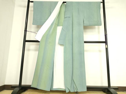 平和屋着物▽上質な小紋　単衣　変わり縞　暈し染め　正絹　逸品　DAAV5429az