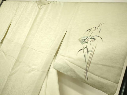 平和屋着物▽訪問着 単衣 地紙花文 金銀彩 正絹 逸品 DAAV5430az