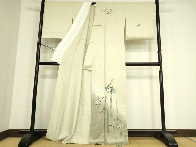 平和屋着物▽訪問着 単衣 地紙花文 金銀彩 正絹 逸品 DAAV5430az