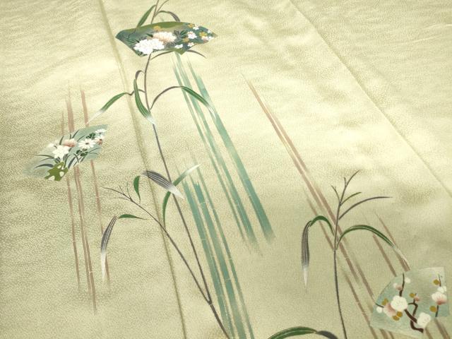 平和屋着物▽訪問着 単衣 地紙花文 金銀彩 正絹 逸品 DAAV5430az
