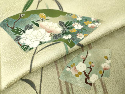 平和屋着物▽訪問着 単衣 地紙花文 金銀彩 正絹 逸品 DAAV5430az