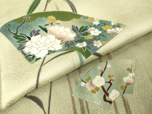 平和屋着物▽訪問着 単衣 地紙花文 金銀彩 正絹 逸品 DAAV5430az
