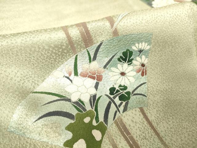 平和屋着物▽訪問着 単衣 地紙花文 金銀彩 正絹 逸品 DAAV5430az