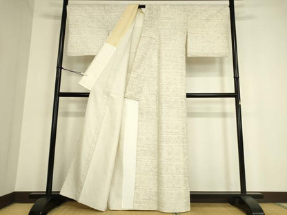 平和屋着物▽上質な紬 単衣 花鳥文 反端付き 正絹 逸品 DAAV5431az
