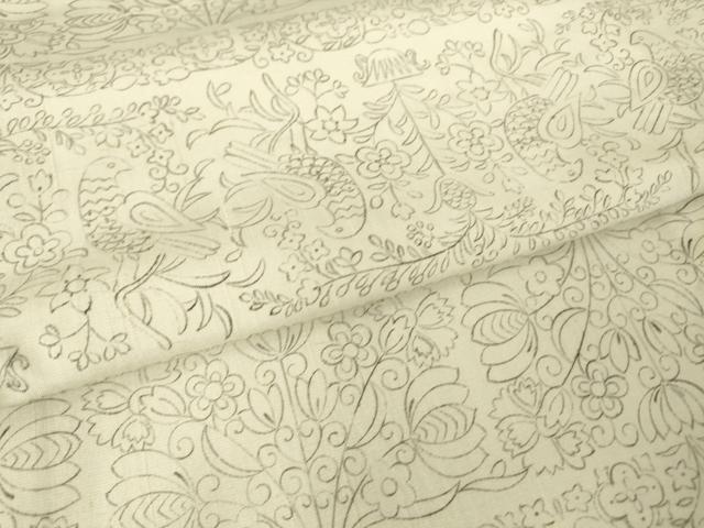 平和屋着物▽上質な紬 単衣 花鳥文 反端付き 正絹 逸品 DAAV5431az