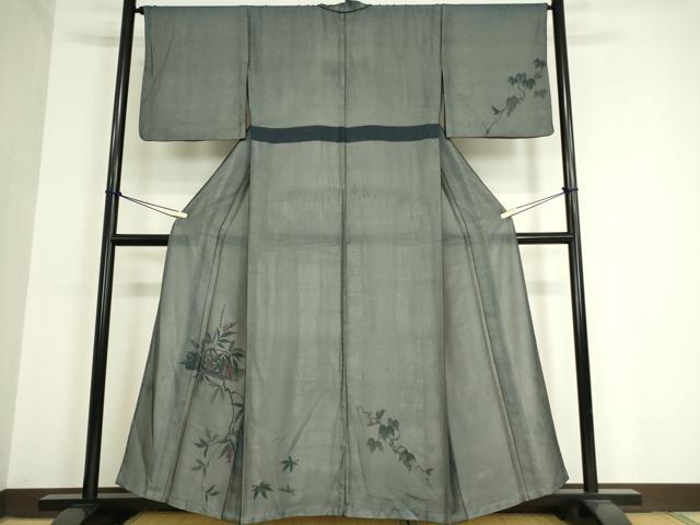 平和屋着物▽訪問着 無双 紗袷 紗×絽 南天枝葉文 正絹 逸品 DAAV5435az