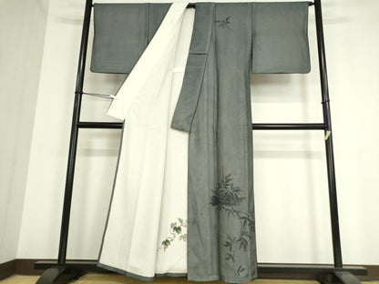 平和屋着物▽訪問着 無双 紗袷 紗×絽 南天枝葉文 正絹 逸品 DAAV5435az